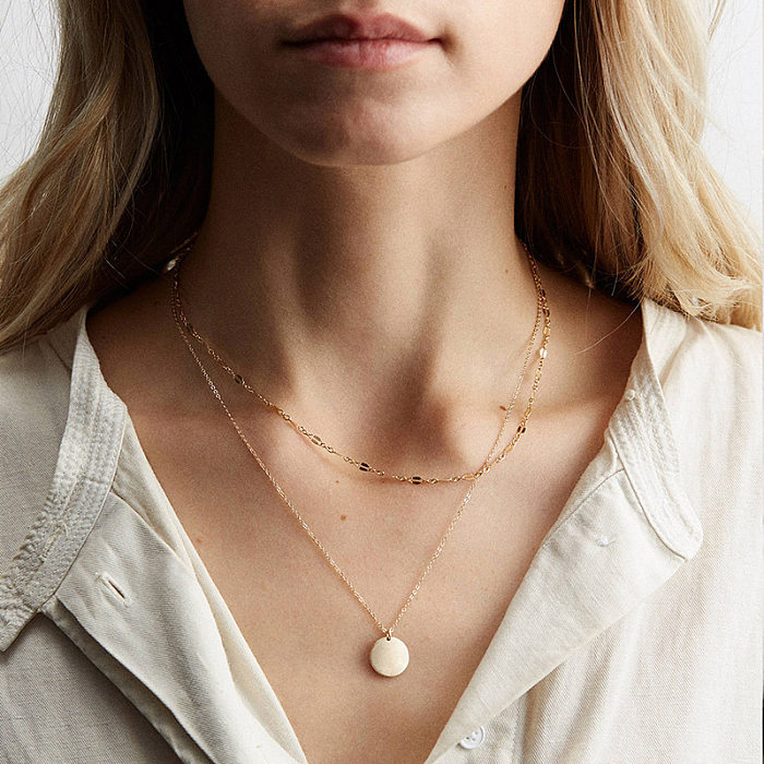 Simple Style Round Stainless Steel Layered Necklaces