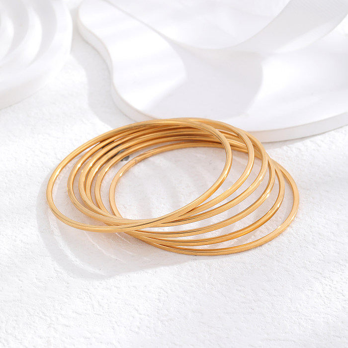 Simple Style Classic Style Circle Titanium Steel Plating 24K Gold Plated Bangle