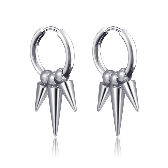 Boucles d'oreilles géométriques en acier inoxydable de style simple, boucles d'oreilles en acier inoxydable plaquées 1 pièce