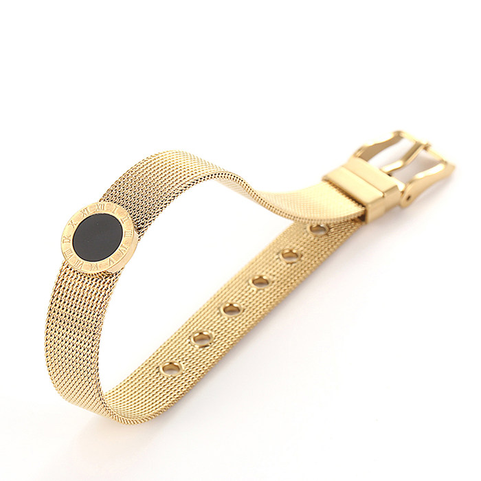 Fashion Round Letter Stainless Steel Bracelets Gold Plated Shell Stainless Steel Bracelets 1 Piece
