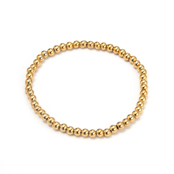 Edelstahl-Perlenarmband, elastisches Lederband, gestapeltes Damenarmband