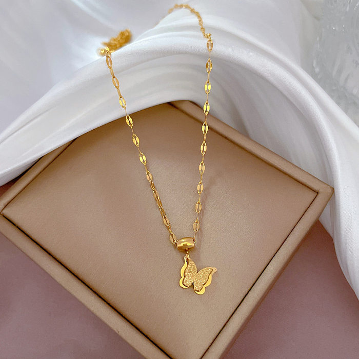 Simple Style Butterfly Stainless Steel Plating Pendant Necklace 1 Piece