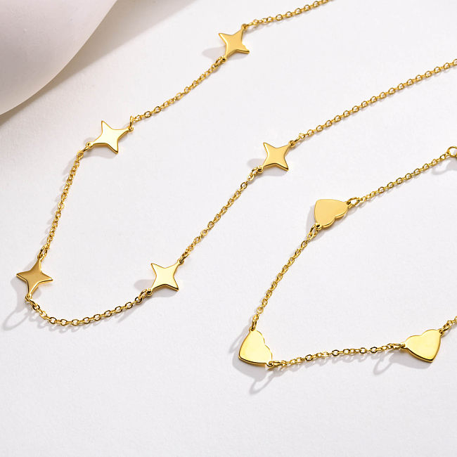 Simple Style Star Heart Shape Stainless Steel  Necklace In Bulk