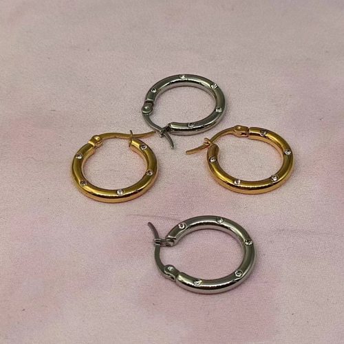 1 Pair Streetwear Solid Color Plating Stainless Steel Hoop Earrings