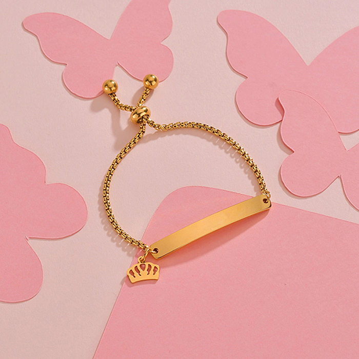 Moda coração forma coroa borboleta aço inoxidável chapeamento ID pulseiras 1 peça