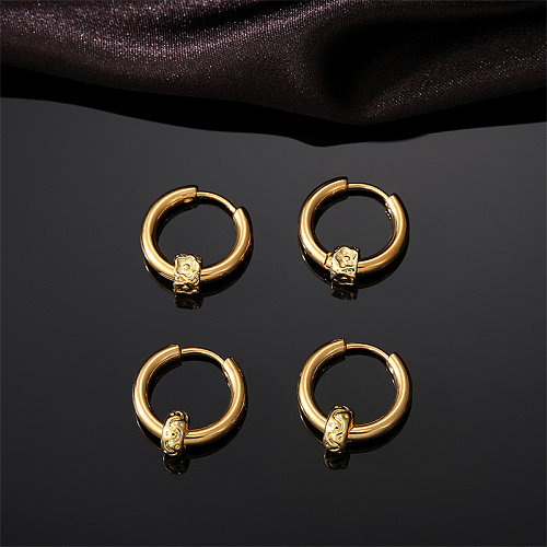 1 Paar elegante runde vergoldete Kupfer-Ohrringe