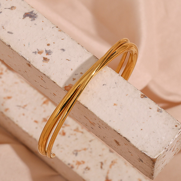 1 Piece Simple Style Solid Color Stainless Steel Plating Bangle