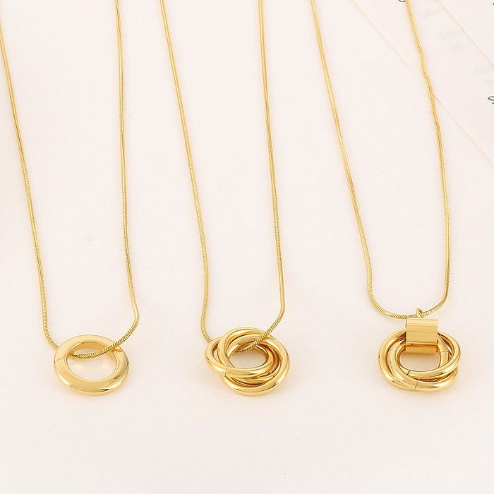 Simple Style Circle Stainless Steel  Plating 18K Gold Plated Pendant Necklace