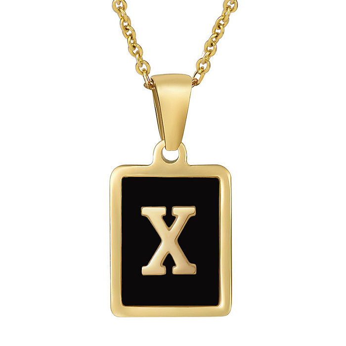 Fashion Letter Square Stainless Steel  Stainless Steel Plating Pendant Necklace 1 Piece