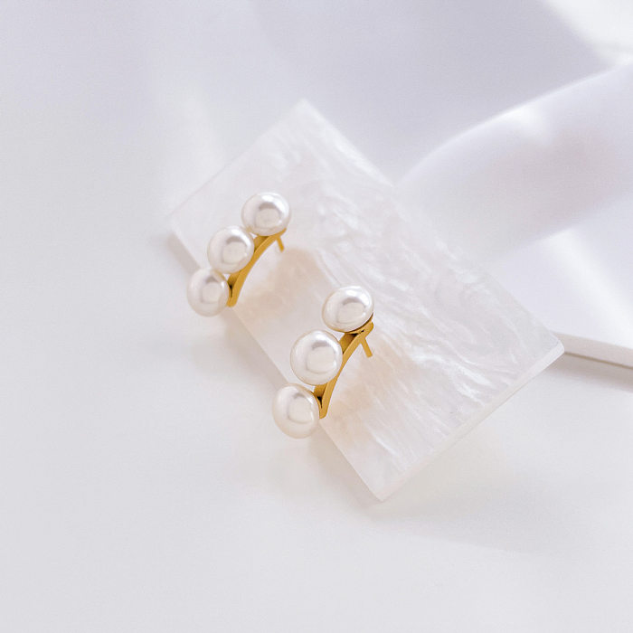 1 Pair Modern Style C Shape Stainless Steel Plating Earrings