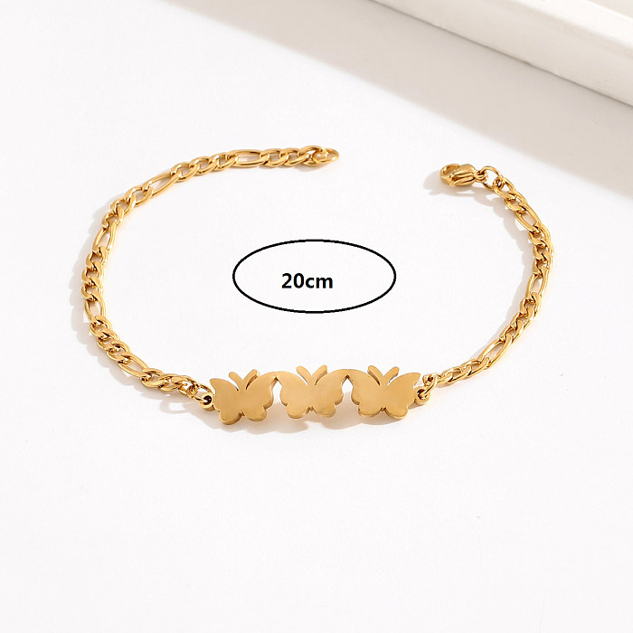 Sweet Simple Style Electrocardiogram Butterfly Stainless Steel Plating 18K Gold Plated Bracelets