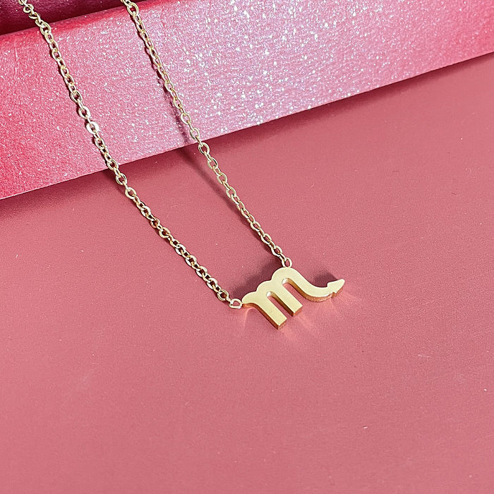 Simple Fashion Twelve Constellation Stainless Steel  Geometric Necklace Wholesale jewelry