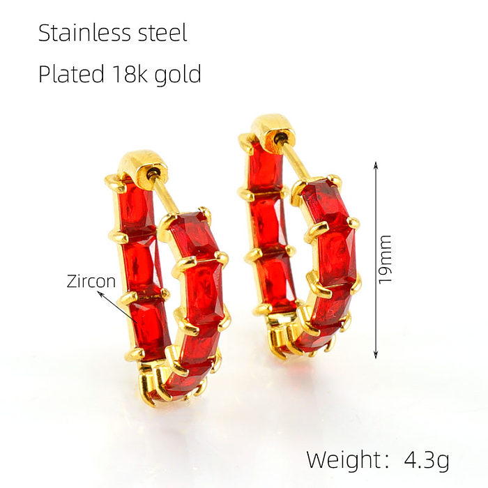 1 Pair Elegant Glam Heart Shape Plating Inlay Stainless Steel  Zircon 18K Gold Plated Earrings