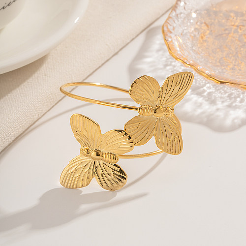 Pulseira banhada a ouro 18K de titânio com chapeamento de aço inoxidável borboleta estilo simples
