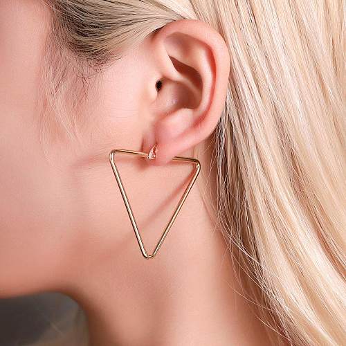 Boucles d'oreilles géométriques françaises, Triangle creux exagéré, vente en gros, mode