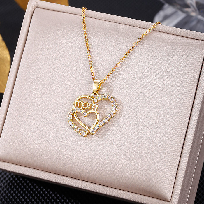 Elegant Letter Dreamcatcher Heart Shape Stainless Steel  Plating Inlay Artificial Pearls Zircon Pendant Necklace