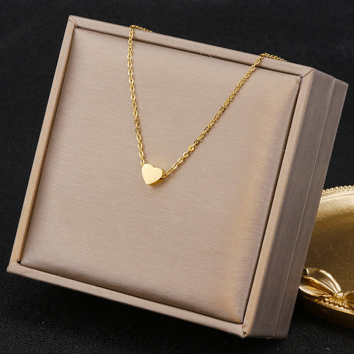 Simple Style Moon Heart Shape Stainless Steel  Plating Pendant Necklace 1 Piece