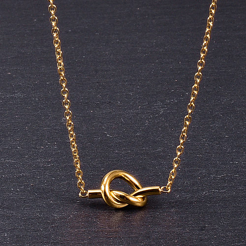 Simple Style Knot Stainless Steel Gold Plated Pendant Necklace 1 Piece