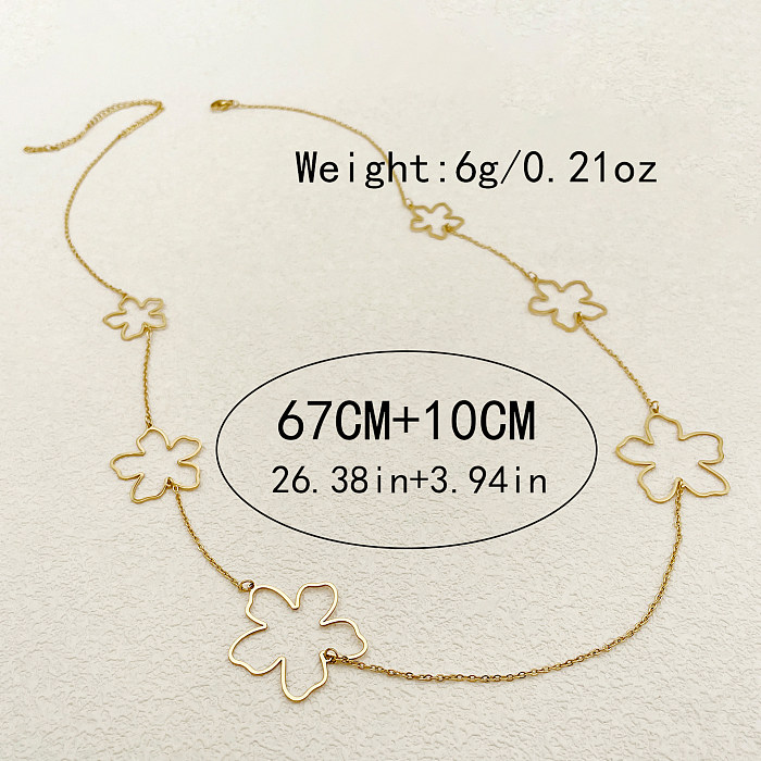 Glam Flower Stainless Steel  Patchwork Plating Gold Plated Necklace