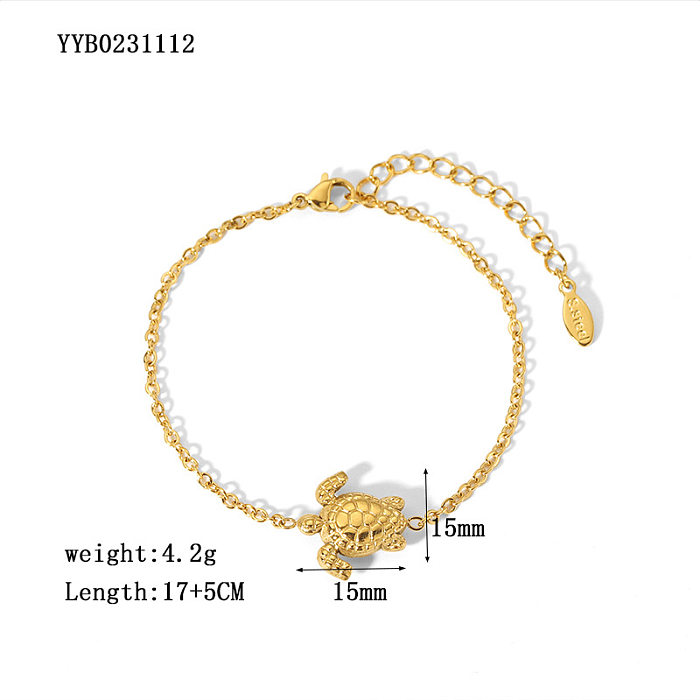 Elegant Lady Flower Butterfly Fish Stainless Steel Plating Chain Inlay Rhinestones 18K Gold Plated Bracelets