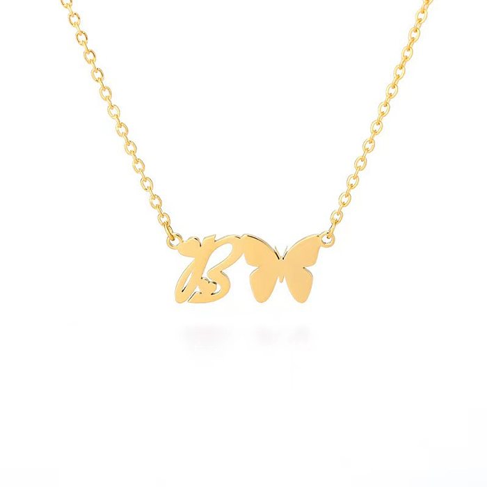 Simple Style Letter Stainless Steel  Stainless Steel Plating Gold Plated Pendant Necklace