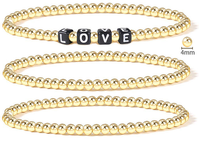 Bracelets perlés en acier inoxydable avec lettre MAMA