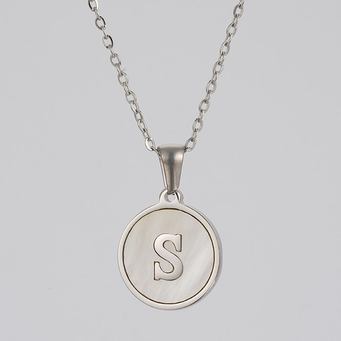 Simple Style Letter Stainless Steel  Pendant Necklace Polishing Plating Shell Stainless Steel  Necklaces