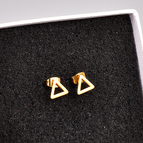 Pendientes estilo simple triángulo acero inoxidable chapado en oro 1 par