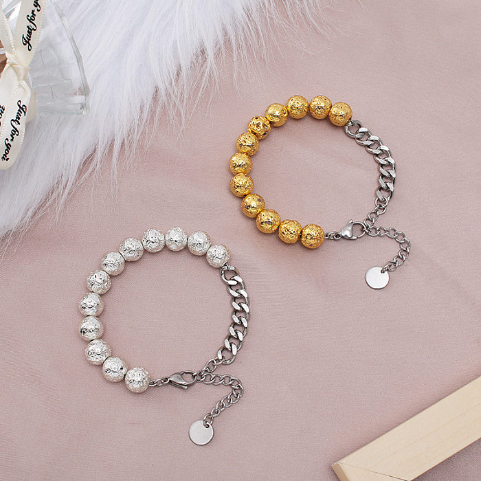 Nouveau bracelet en perles de pierre volcanique en pin blanc en acier inoxydable