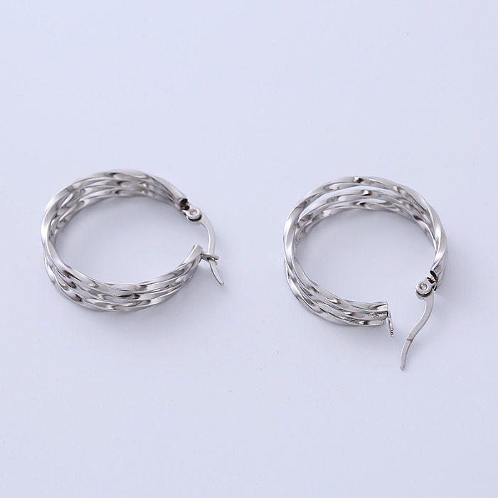 Simple Style Solid Color Stainless Steel Earrings Plating Stainless Steel  Earrings