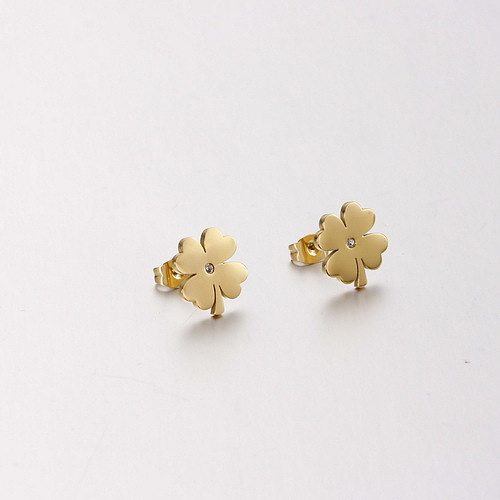 Simple Stainless Steel  Earrings Four-leaf Clover Earrings Wholesale