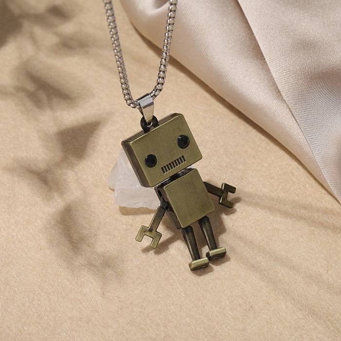 Hip-Hop Robot Stainless Steel Three-dimensional Pendant Necklace 1 Piece