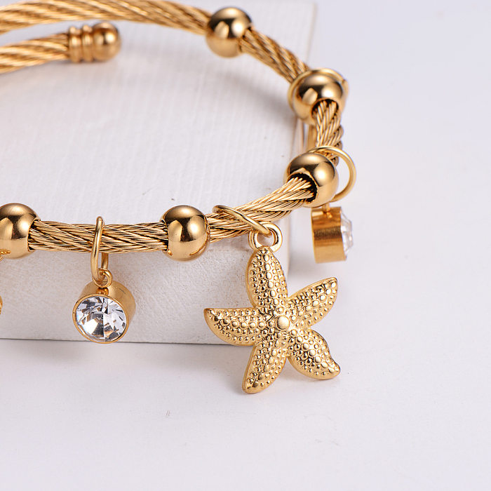 Mode-Seestern-Edelstahl-Armband-Überzug-künstliche Diamant-Edelstahl-Armbänder