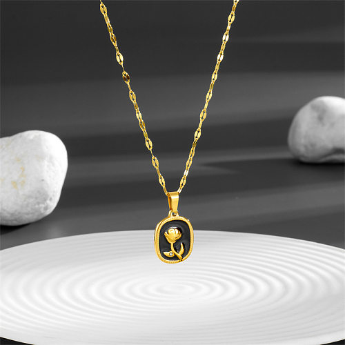 Casual Flower Stainless Steel Plating Pendant Necklace