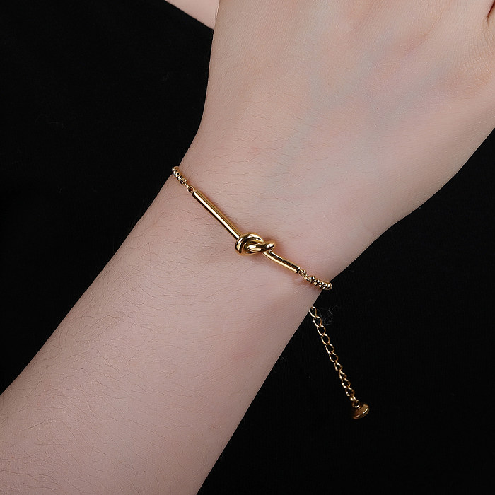 Wholesale Simple Style Solid Color Knot Stainless Steel Titanium Steel Plating 18K Gold Plated Gold Plated Bracelets