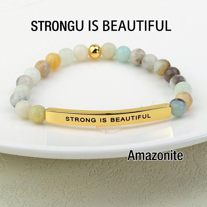 Simple Style Letter Stainless Steel Natural Stone Plating Bracelets 1 Piece