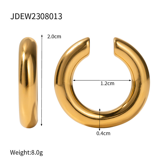 1 par IG estilo simples estilo C chapeamento em aço inoxidável 18K punhos de orelha banhados a ouro