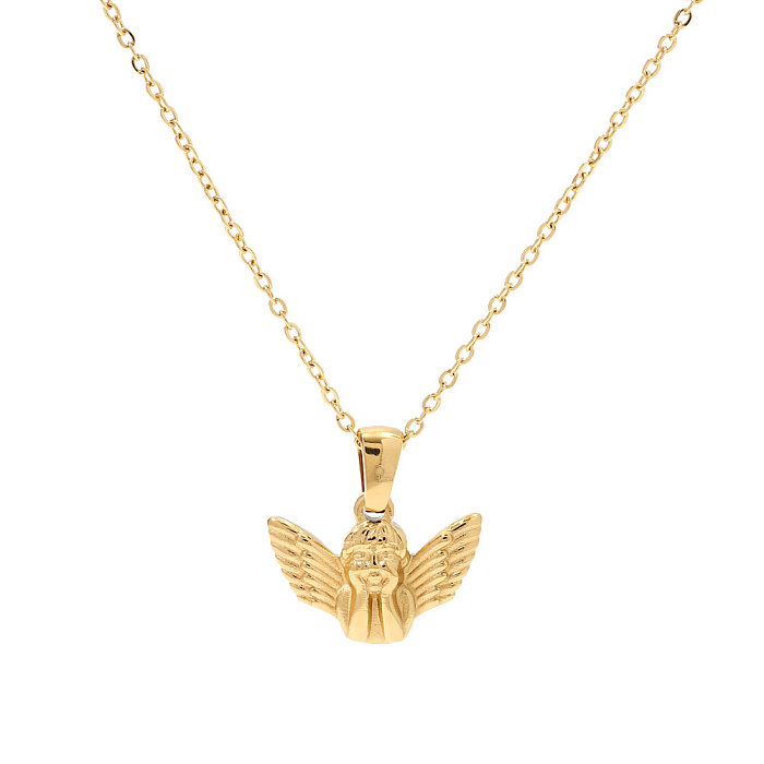 Retro Angel Stainless Steel  Pendant Necklace