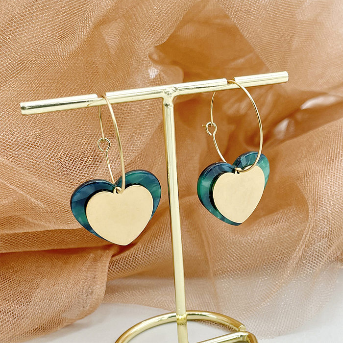 Simple Style Heart Shape Stainless Steel  Plating Earrings 1 Pair