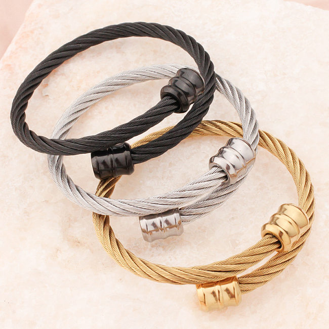 Punk Solid Color Titanium Steel Plating Bangle