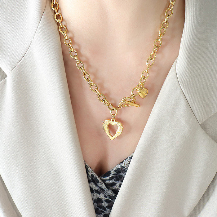 1 Piece Retro Heart Shape Stainless Steel Plating Necklace
