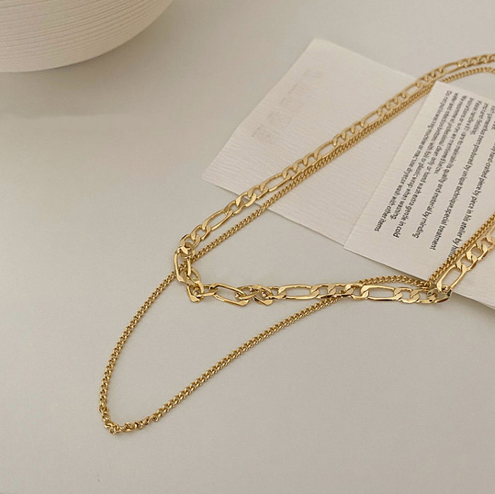 Retro einfache mehrschichtige einfarbige Hohlkette Edelstahl Halskette Großhandel Schmuck
