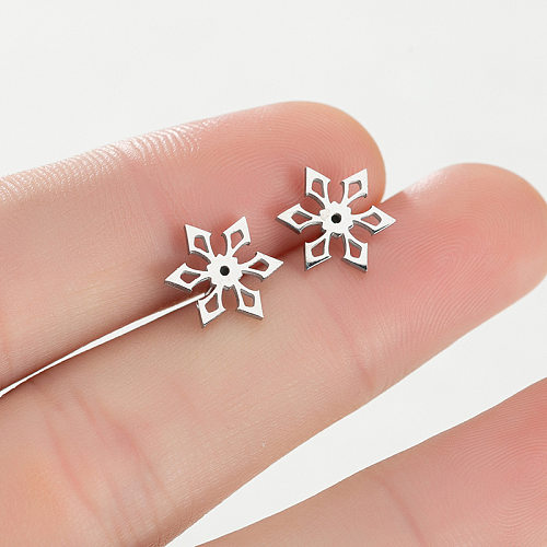 Simple Style Snowflake Stainless Steel  Ear Studs Plating No Inlaid Stainless Steel  Earrings