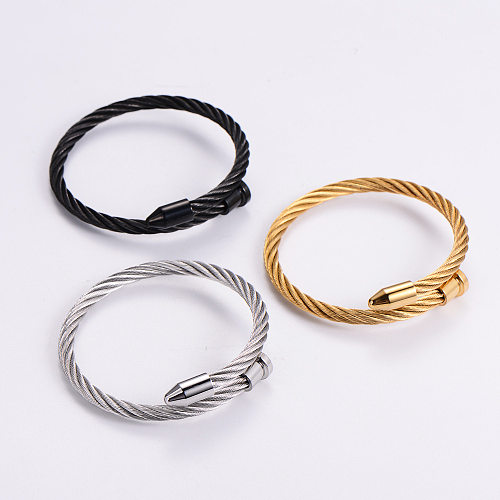 Simple Style Solid Color Titanium Steel Bangle Plating Stainless Steel Bracelets