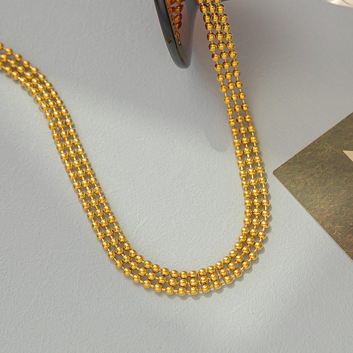 Retro-Streetwear-Halsketten mit einfarbiger Edelstahlbeschichtung