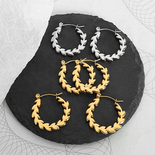 1 paire de boucles d'oreilles pendantes en acier inoxydable plaqué or 18 carats, Style pastoral Simple, couleur unie