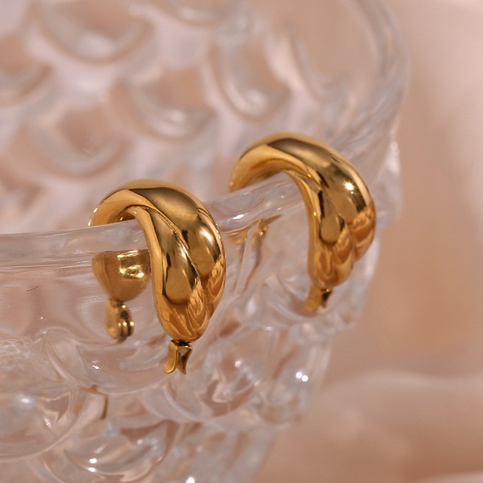 1 Paar Basic-Ohrringe im klassischen Vintage-Stil mit geometrischer Edelstahlbeschichtung und 18-Karat-Vergoldung