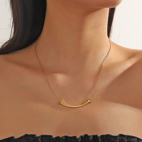 Korean Style Smiley Face Stainless Steel  Necklace
