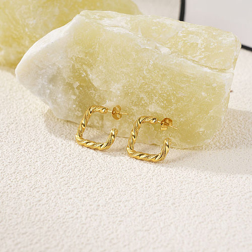 1 Pair Casual Solid Color Plating Stainless Steel  Gold Plated Hoop Earrings