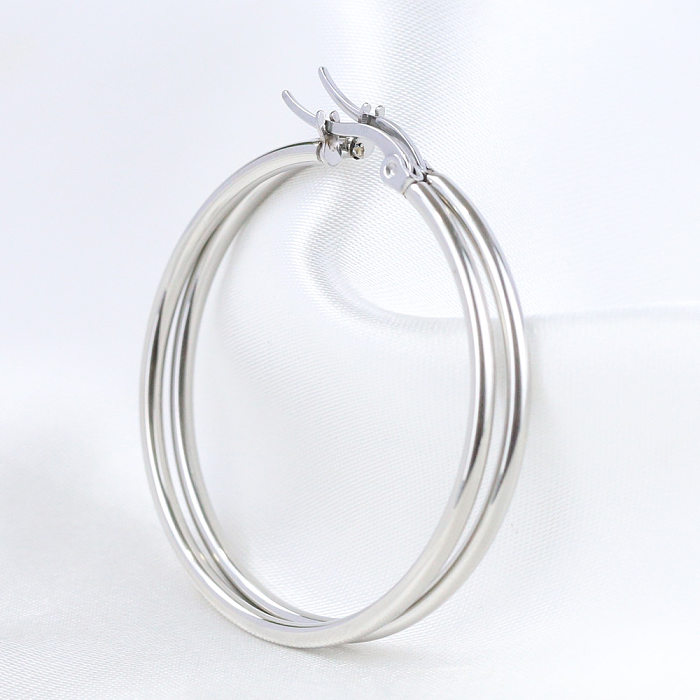 Simple Style Round Stainless Steel Plating Earrings 1 Pair